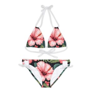 Pink Hibiscus Strappy Bikini Set (AOP)