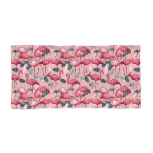 Pink Flamingo Flock Beach Towel