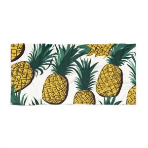 Pineapple White Beach Towel