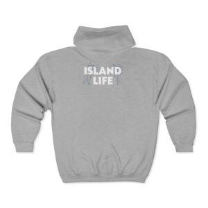 Island Life Flamingo Zip Hoodie — Tropical Back Print